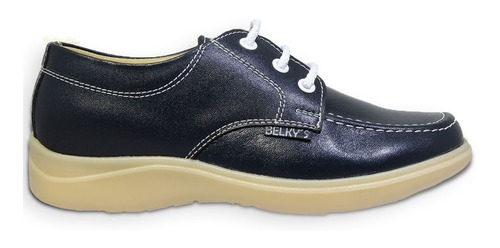 Zapato Colegial En Cuero Azul Oscuro Suela Goma