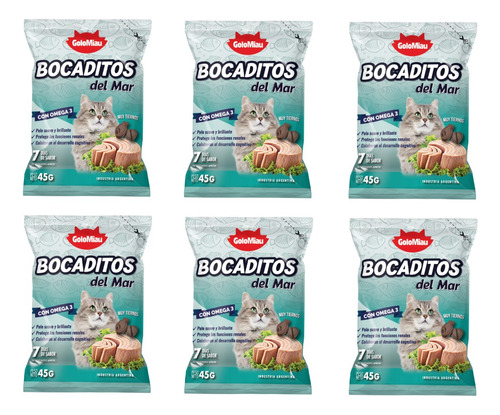 Pack X 6 Paquete 45g Bocaditos Del Mar Gato Golomiau Golocan