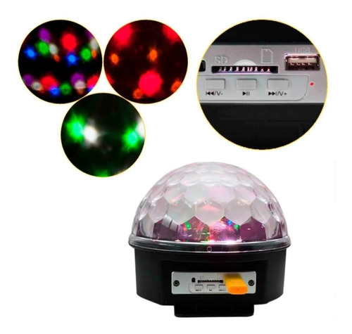 Imagem 2 de 4 de Globo Bola Maluca Led Magic Cristal Rgb Festas Mp3 Controle