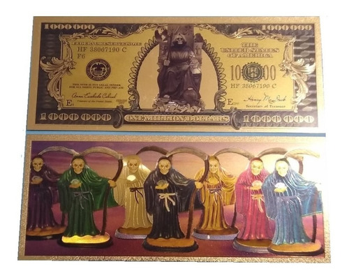 Billete Dorado Santa Muerte Paquete De 25 Piezas