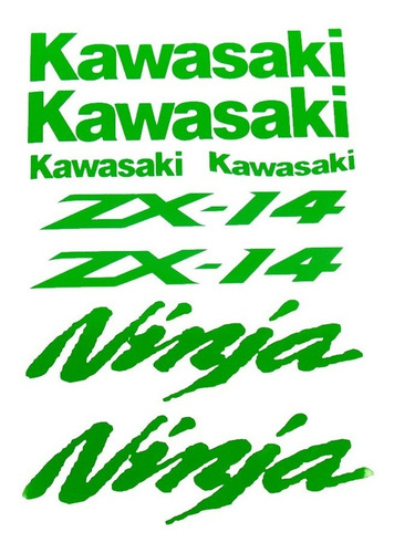 Kit Adesivos Personalizado Moto Kawasaki Zx14 Verde Ca-15686 Cor Não aplica