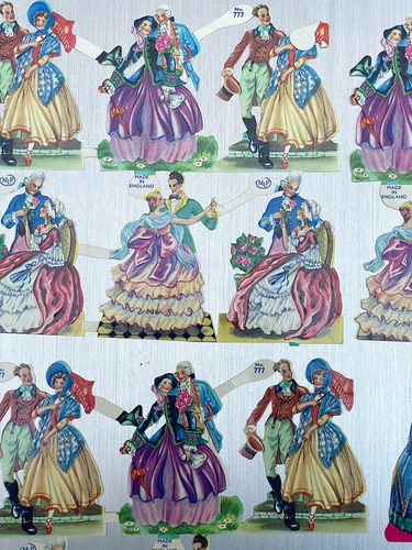 Antiguas Pegatinas Troquelados Scrapbook Parejas Princesas (Usado)