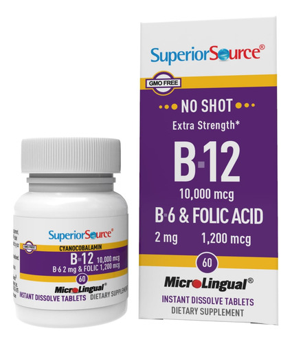 Superior Source Vitamina B12 B6 Ácido Fólico 60 Tabletas