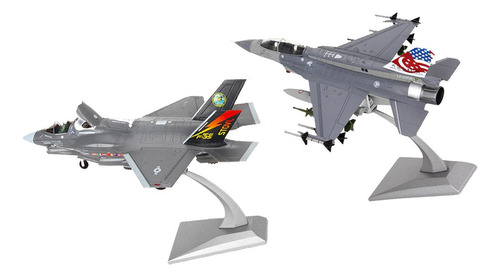 2x 1/72 F-35b + F16d Fighter Diecast Model & Stand
