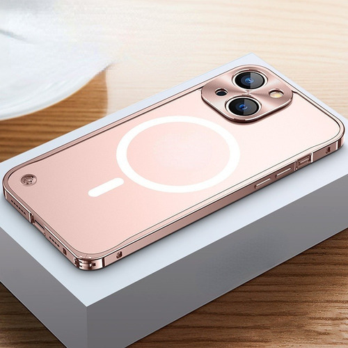 Funda De Carga Magnética Con Bisel Metálico Para iPhone Color Rosa 13 Pro