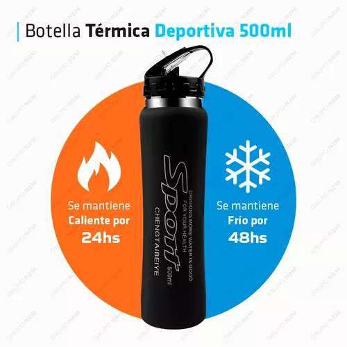 Botella Termica Deportiva Termo Acero Inoxidable 500ml