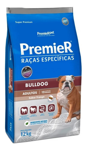 Premier Ração Para Cães Bulldog Adulto Frango 12kg