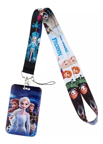 Lanyard Frozen Ana Y Elsa Cinta Colgante + Portacredencial