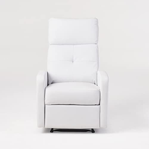 Sillón Club Reclinable De Cuero Blanco Teyana