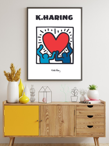 Lámina Decorativa Corazón Arte Keith Haring P Cuadro Moderno