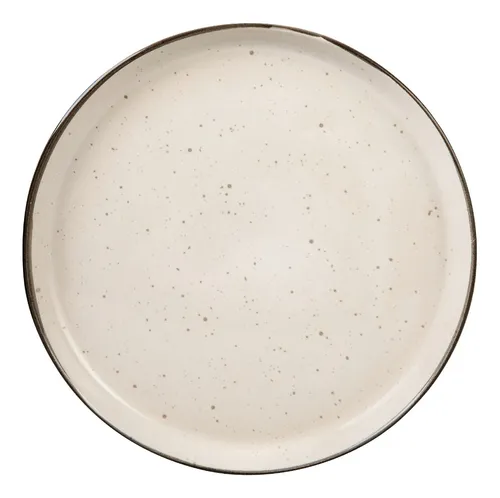 Plato Gourmet Ceramica Santa Anita 26 Cm Blanco/gris 12 Pzs. Color Blanco