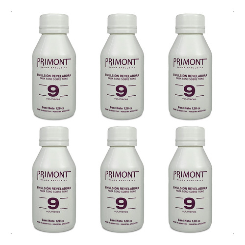 Primont Kit 6u Emulsión Reveladora Tono S/ Tono 9 Vol 120cc