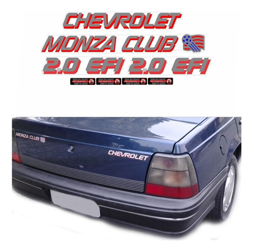 Kit Adesivos Para Chevrolet Monza Club 2.0 Efi 14892 Cor CINZA/VERMELHO