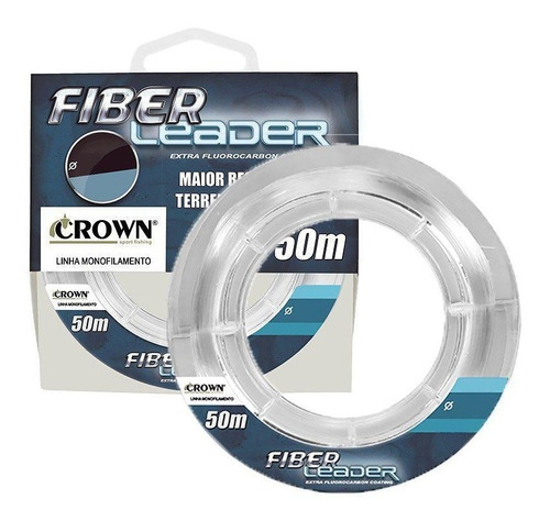Linha Chicote Pesca Fiber Leader Crown 0,33mm 50m Fluocarbon Cor Transparente