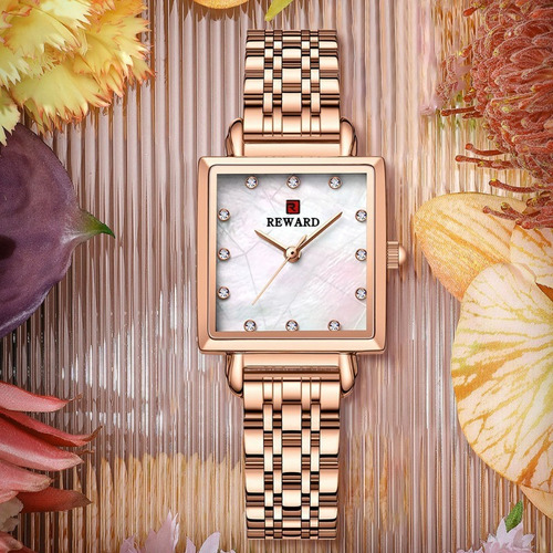 Relojes Cuadrados De Cuarzo Impermeables Para Mujer Reward Color Del Fondo Blanco