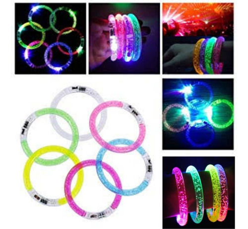 New 10 Pulseras Luz Led Batucada Boda Xv Disco Neon Fiesta