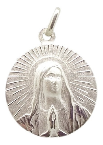 Medalla Virgen María - Plata 925  - Grabado + Cadena - 22mm