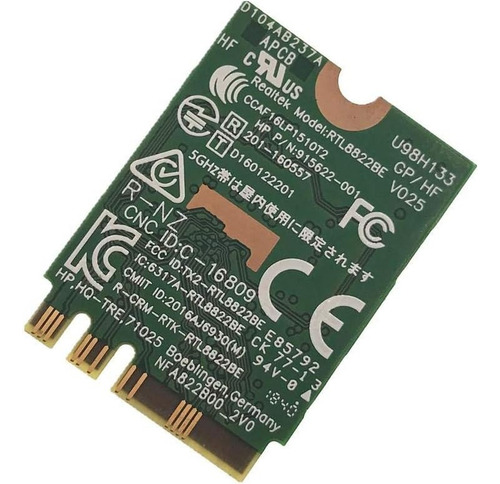 Tarjeta Red Wifi 2.4 5ghz Bluetooth 4.1 Rtl882be 915622-001