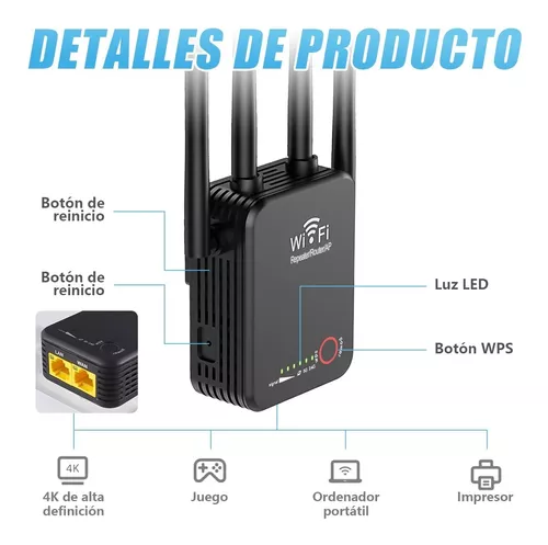 Repetidor Wifi Amplificador Señal 1200mbps 110/230v Wps