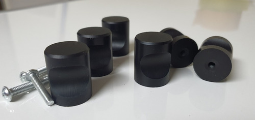 Imagen 2 de 2 de Tirador Perilla Balin Negro + Tornillo Pack 5unid