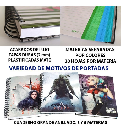 Imagen 4 de 10 de Libreta Cuaderno Grande, 5 Materias, Guayoyo Precio X 2 Unid