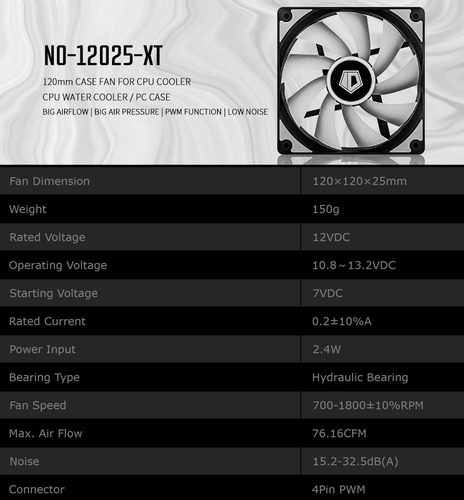 Cooler Fan Id-cooling No-12025-xt Para Pull-push Se-224-xt