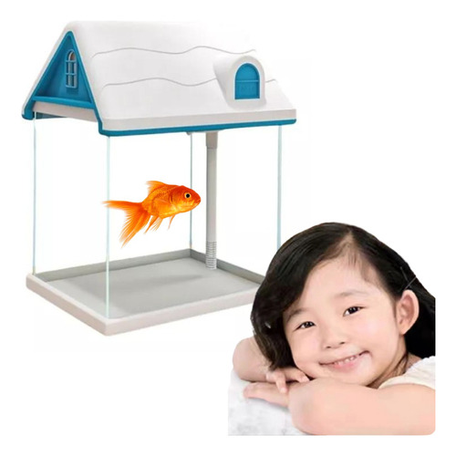 Pecera Para Niño Forma De Casa Mini Acuario Equipado 12 Lts