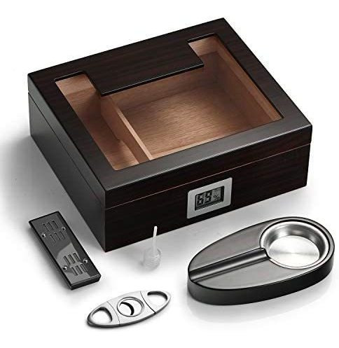 Woodronic Humidor De Cigarros Hecho A Mano Con Higrómetro