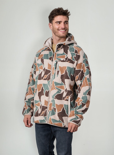 Poleron Hombre Polar Sherpa Full Cierre Y Gorro 8712 Polemic