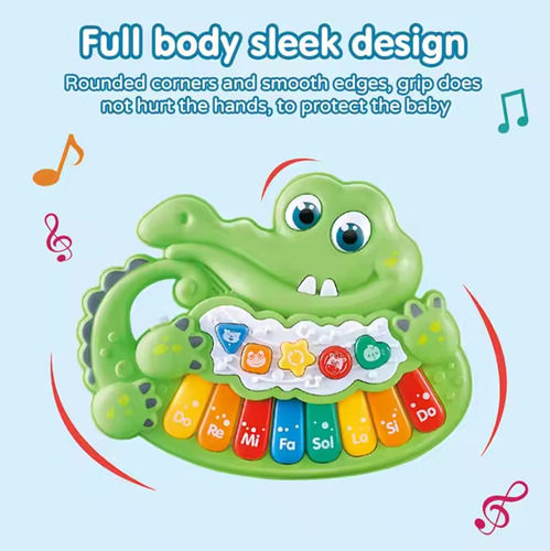 Juguete Teclado Interactivo Bebes Animales Sonido Niños Cocodrilo Verde