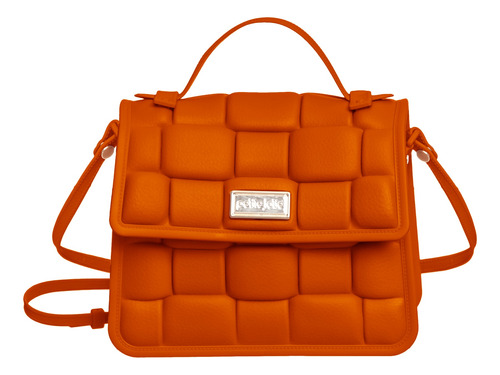 Bolsa transversal Petite Jolie PJ10410 design trama de j-lástic  laranja com alça de ombro laranja alças de cor laranja