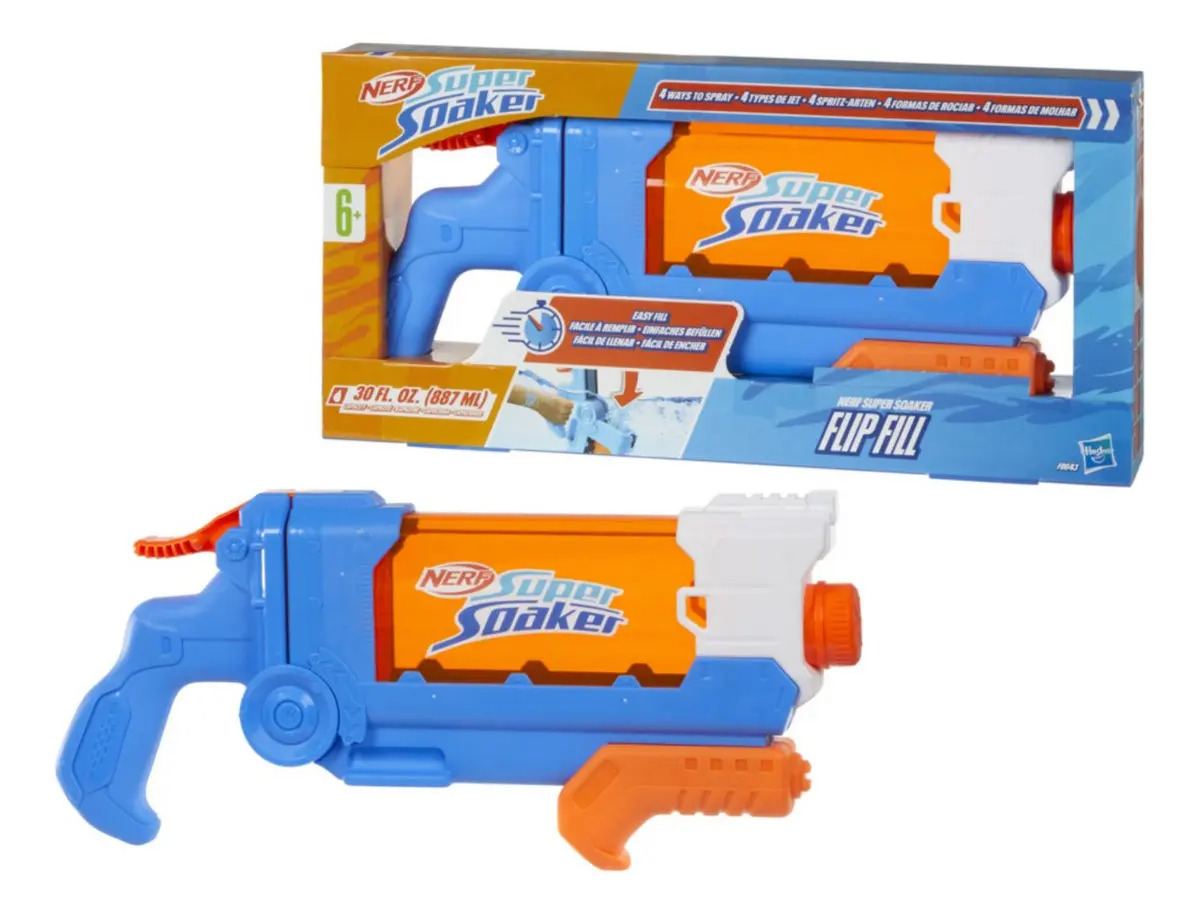 Lanzador De Agua Super Soaker Flip Fill Fácil De Llenar Cian