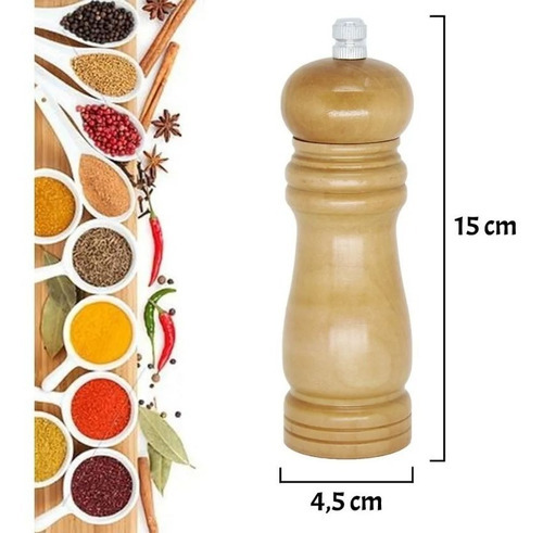 Imagem 6 de 10 de 2 Moedores Pimenta Sal Cozinha Churrasqueira Condimento 15cm