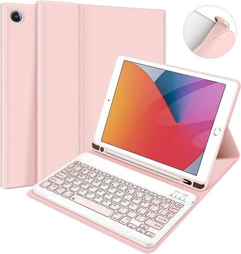 Imagen 3 de 9 de Funda Para iPad 10.2 7/8/9 Gen + Teclado Color + Slot Pencil