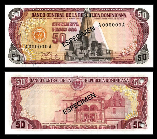 Bn8228 Rep. Dominicana 1978 50 Pesos Ouro Specimen Rara