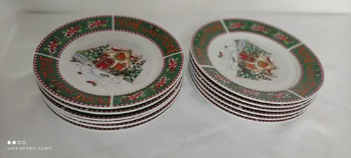 12 Platos De Postre Navideños (Usado)