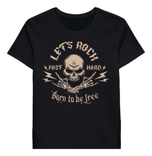 Remera Lets Rock Fast And Hard Rock And Roll Born T 92700518