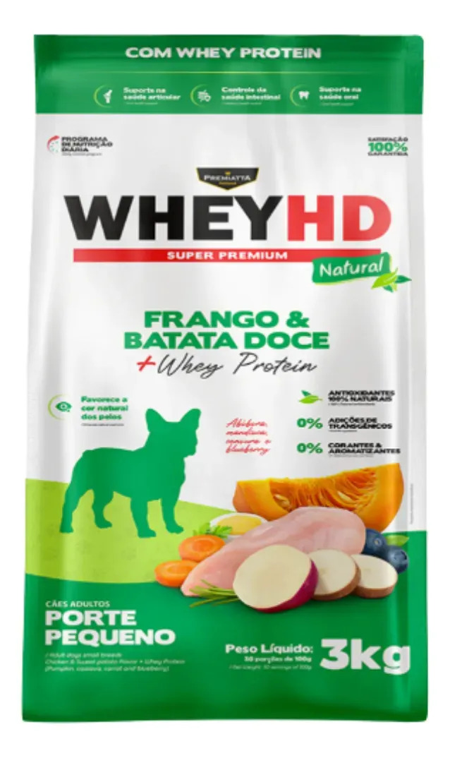 Premiatta Whey Hd Natural Ração Cão Adulto Frango Batata 3kg