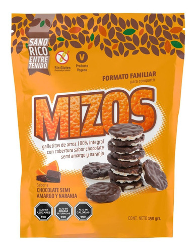 Galletas De Arroz Mizos Chocolate Naranja 150 G