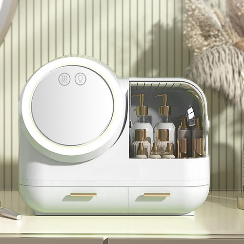 Caja De Almacenamiento De Maquillaje Con Espejo De Luz Led