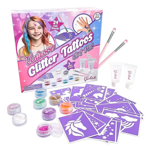 Girlink Kit De Tatuajes Con Purpurina Para Niñas, Tatuajes