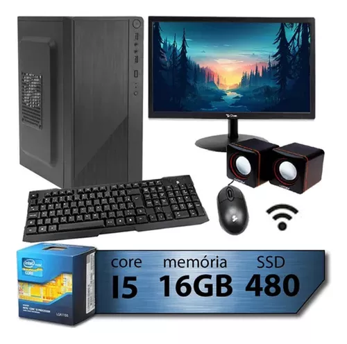 PC Gamer Completo Intel Core i5 Memoria Ram 16GB SSD 480GB Monitor