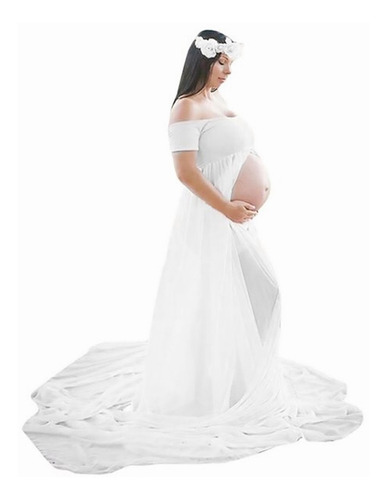 Imagen 6 de 10 de Vestido Maternal Sesión De Fotos Embarazadas Manga Corta