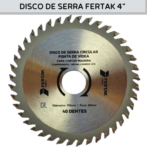 Disco De Serra Circular Vídea P/ Madeira 180x20x40d - Fertak