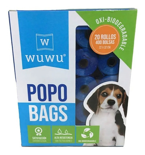 Wuwu Popo Bags Bolsas Fecas Biodegradables Perro 400uni