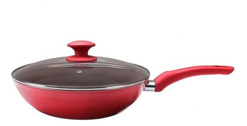 Panela Wok Brinox Alumínio Antiaderente Optima 28cm Vermelho