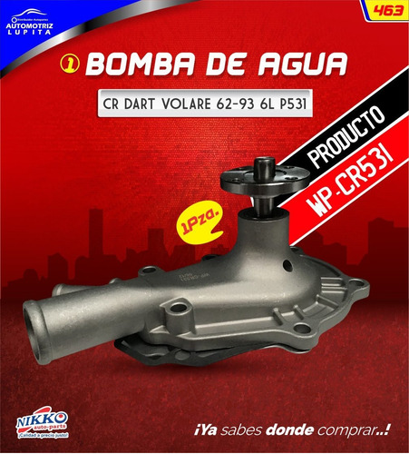 Bomba Agua Chraisler Dart Volare Mod62- 93 6l P531 Motor 225