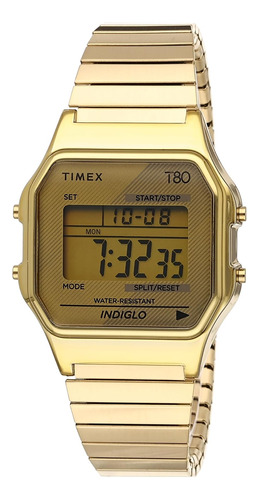 Timex T80 Reloj Unisex Para Adultos De 34 Mm: Dorado Con Ban