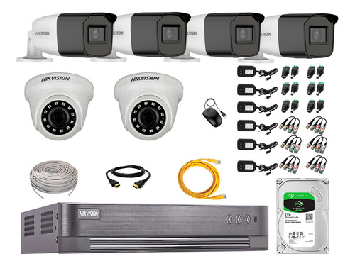 Cámaras Seguridad Kit 6 Hikvision Full Hd 2tb 40m Varifocal