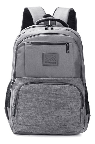 Mochila Gris Portanotebook Urban Mode 19 PuLG Wanderlust Diseño De La Tela Lisa Con Texto